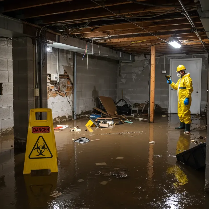Flooded Basement Electrical Hazard in Newcomerstown, OH Property