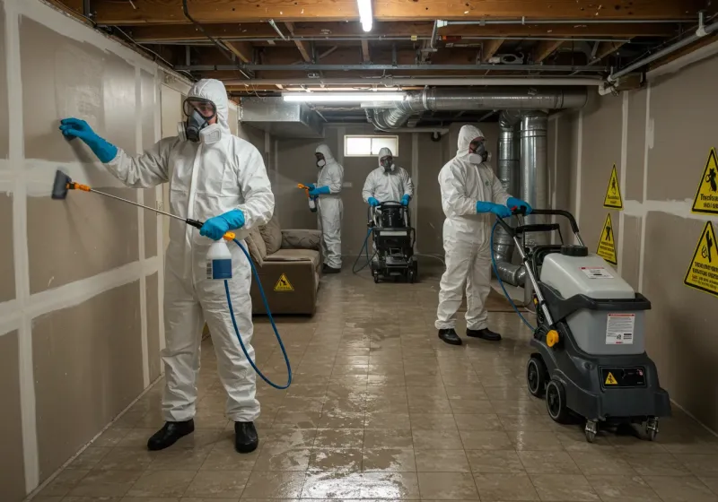 Basement Moisture Removal and Structural Drying process in Newcomerstown, OH